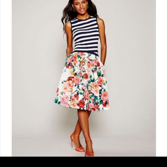 Eliza J Stripe Asymmetrical hem Jacquard Top - Picture 2 of 2